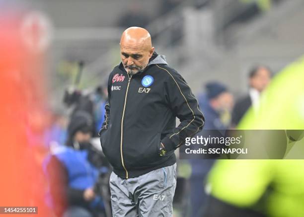 Luciano Spalletti of Napoli during the Serie A match between FC Internazionale and SSC Napoli at Stadio Giuseppe Meazza on January 04, 2023 in Milan,...