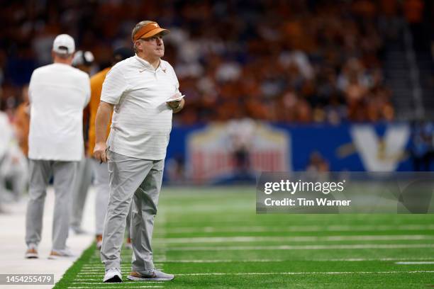 Special Assistant to the head coach Gary Patterson of the Texas Longhorns stands on the sideline during the Valero Alamo Bowl against the Washington...