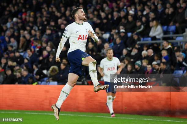 Matt Doherty of Tottenham Hotspur celebrates after scoring the team's third goal during the Premier League match between Crystal Palace and Tottenham...