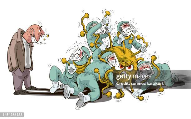 medical personnel fighting the virus - infectious disease ppe stock illustrations