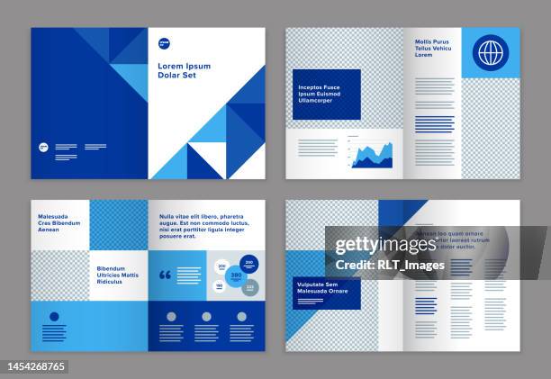 broschüren-designvorlage mit abstrakten geometrischen grafiken — avery-system, ipsumco-serie - brochures stock-grafiken, -clipart, -cartoons und -symbole