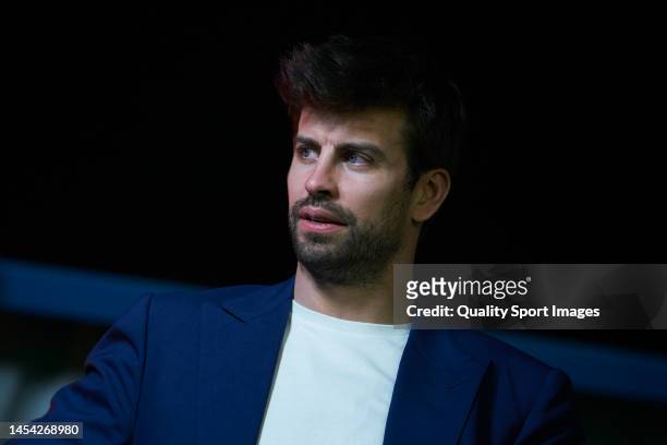 Gerard Pique, President of Kings League looks on during round one of the Kings League Infojobs match between Saiyans FC and Porcinos FC at Cupra...