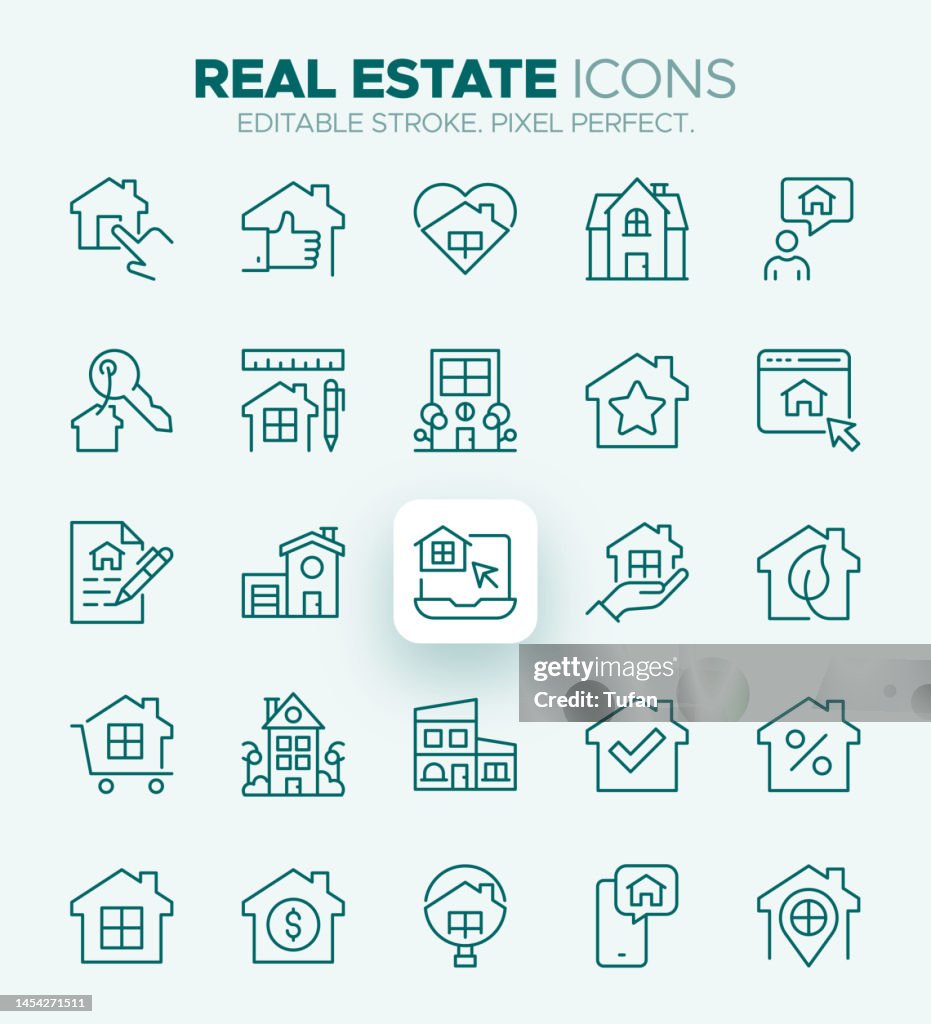 Real Estate Icons - Property, Housing, Investment and Renting Symbols