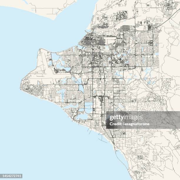 anchorage, alaska vector map - chugach national forest stock illustrations