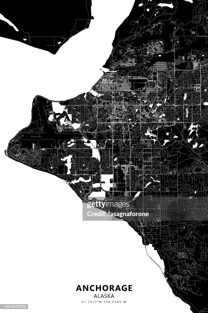 Anchorage, Alaska Vector Map
