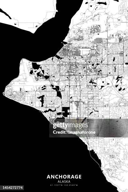 anchorage, alaska vector map - chugach national forest stock illustrations