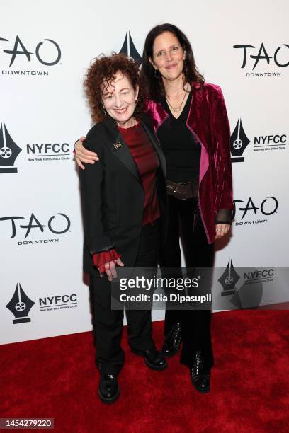 Nan Goldin and Laura Poitras attend the 2023 New York Film Critics Circle Awards at TAO Downtown on January 04, 2023 in New York City.