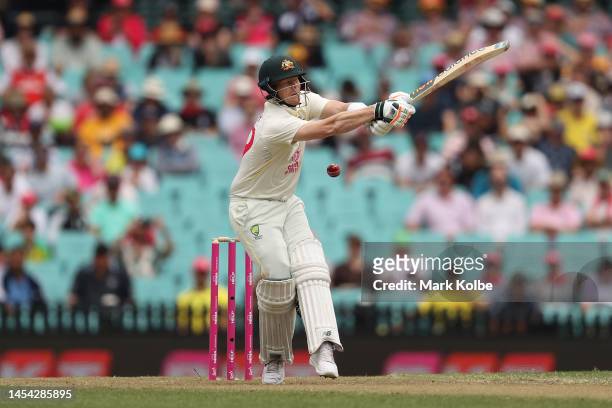 Steve Smith of Australia bats during day two of the Second Test match in the series between Australia and South Africa at Sydney Cricket Ground on...