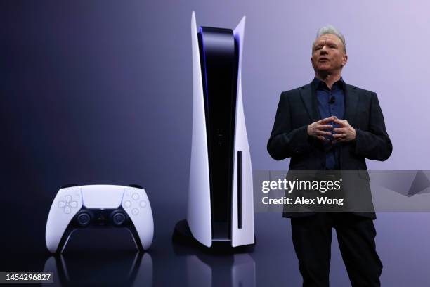 President and CEO of Sony Interactive Entertainment Jim Ryan speaks during a press event at CES 2023 at the Las Vegas Convention Center on January...