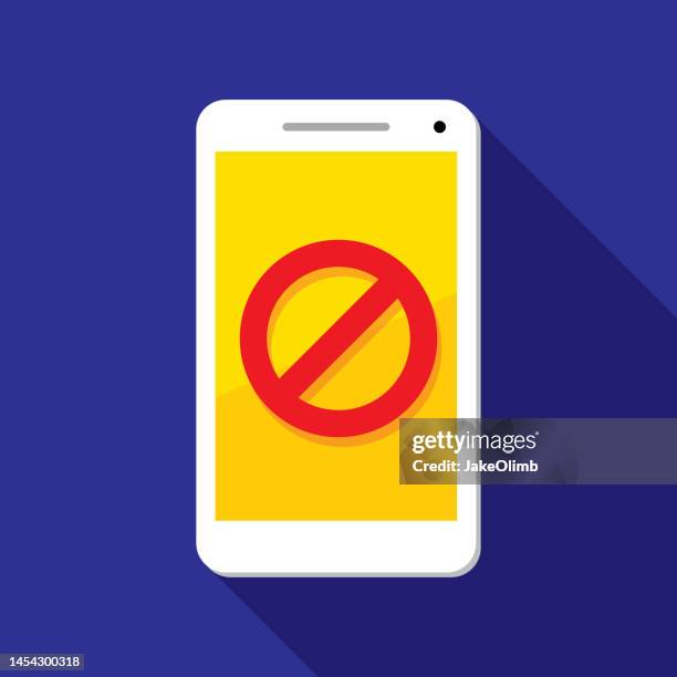 abbrechen smartphone icon flat - bitte nicht stören stock-grafiken, -clipart, -cartoons und -symbole