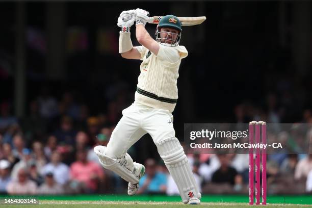 Travis Head of Australia bats during day two of the Second Test match in the series between Australia and South Africa at Sydney Cricket Ground on...