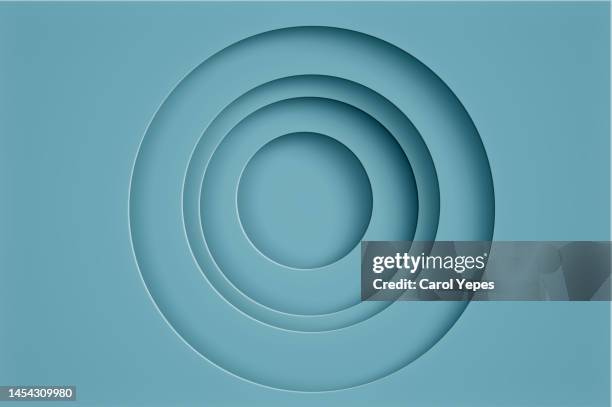 abstract natural cut shapes circles paper background in blue - paper craft stock-fotos und bilder