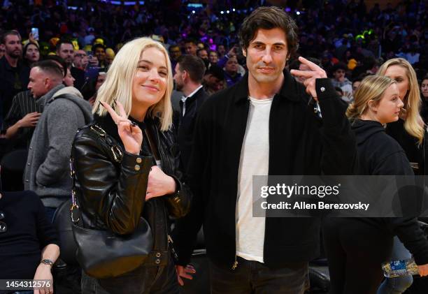 Ashley Benson attends a basketball game between the Los Angeles Lakers and the Miami Heat at Crypto.com Arena on January 04, 2023 in Los Angeles,...