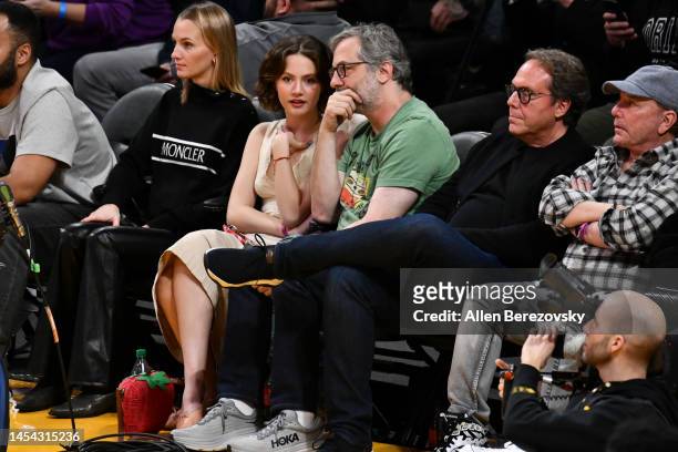 Iris Apatow and Judd Apatow attend a basketball game between the Los Angeles Lakers and the Miami Heat at Crypto.com Arena on January 04, 2023 in Los...