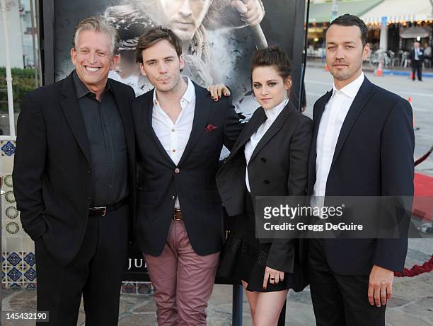 Producer Joe Roth, actors Sam Claflin and Kristen Stewart and director Rupert Sanders arrive at "Snow White And The Huntsman" Los Angeles screening...