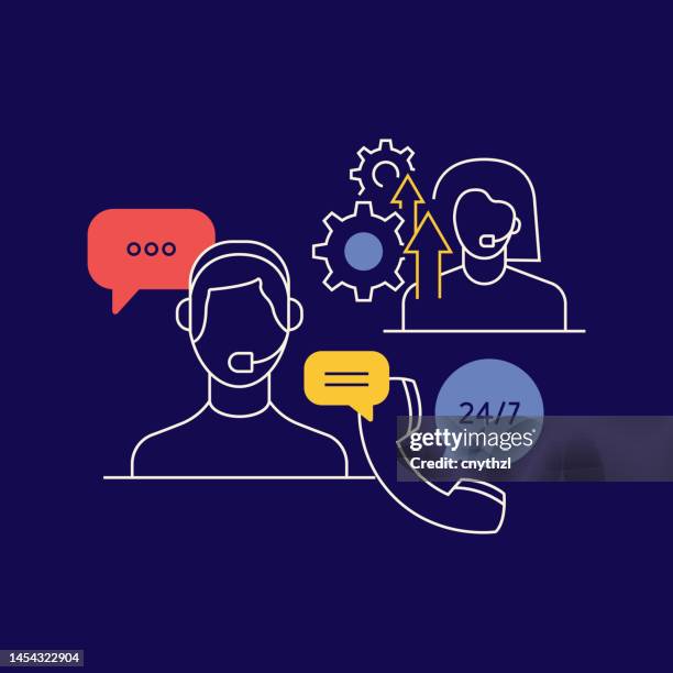 call center related conceptual vector illustration. business, customer, help, assistance. - customer service representative stock illustrations