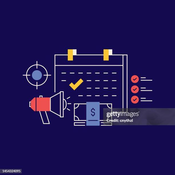 event management related design with line icons. event, budget, schedule, planning. - eventmanagement stock illustrations