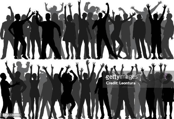 crowd (all people are unique, complete, moveable and highly detailed) - audience in silhouette stock illustrations