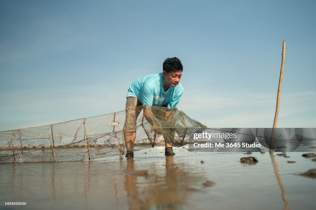 Small fish traps into the sea.