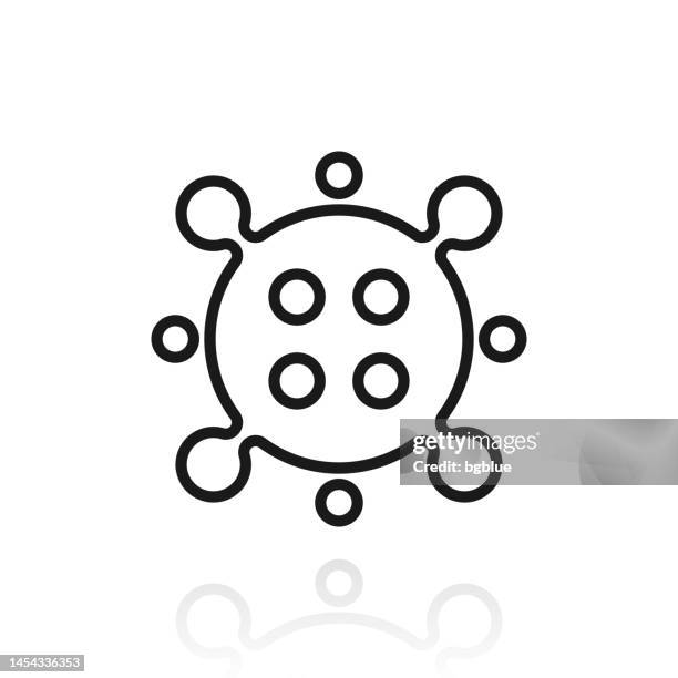 virus cell. icon with reflection on white background - white microscope isolated stock illustrations