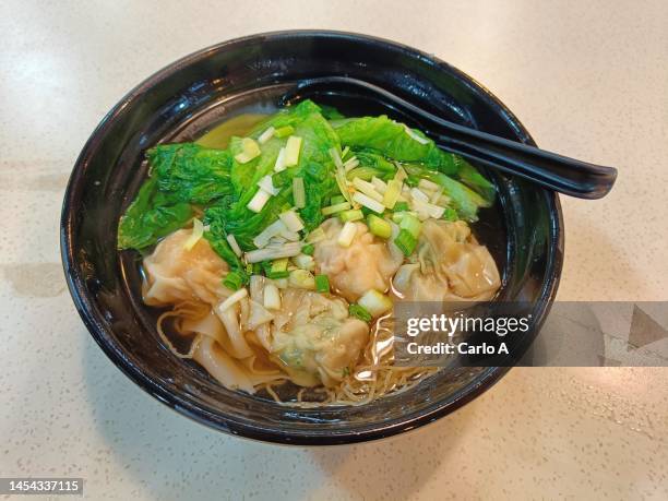 chinese shrimps dumplings noodles - wonton stock pictures, royalty-free photos & images
