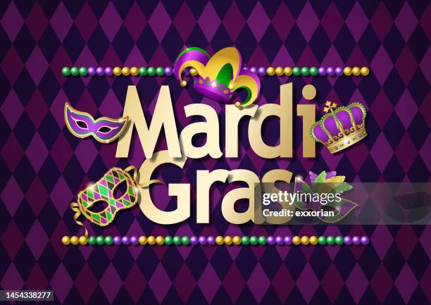 ilustraciones, imágenes clip art, dibujos animados e iconos de stock de mardi gras de celebración - mardi gras beads