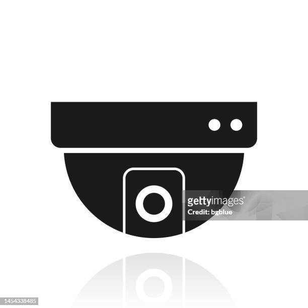 stockillustraties, clipart, cartoons en iconen met cctv - security dome camera. icon with reflection on white background - security camera