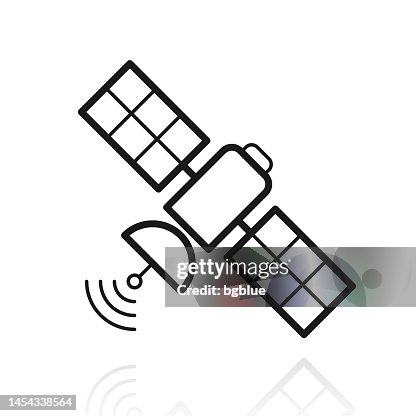 Satellite. Icon with reflection on white background Satellite. Icon with reflection on white background