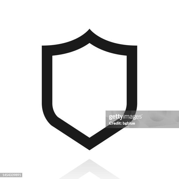 shield. icon with reflection on white background - shield stock illustrations