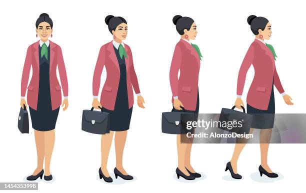 stockillustraties, clipart, cartoons en iconen met set of businesswoman character design. - 3d human model