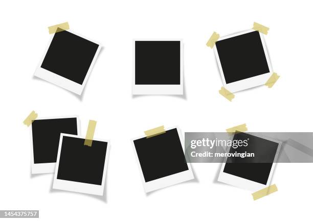 photo frame collection with blank place with sticky tape - photograph 幅插畫檔、美工圖案、卡通及圖標