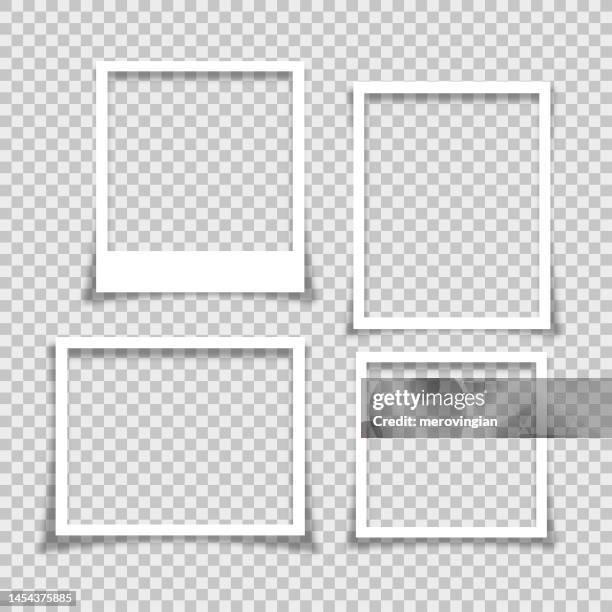 bildbanksillustrationer, clip art samt tecknat material och ikoner med empty white photo frame collection with blank place on transparent background - fotografiska teman