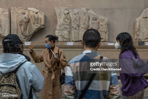 Members of the public walk around the Parthenon Galleries at the British Museum on January 05, 2023 in London, England. The British Museum and the...