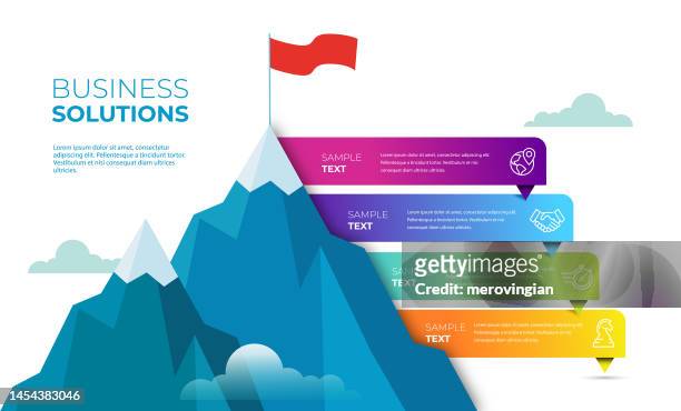 mountain peak infographics - success stock illustrations