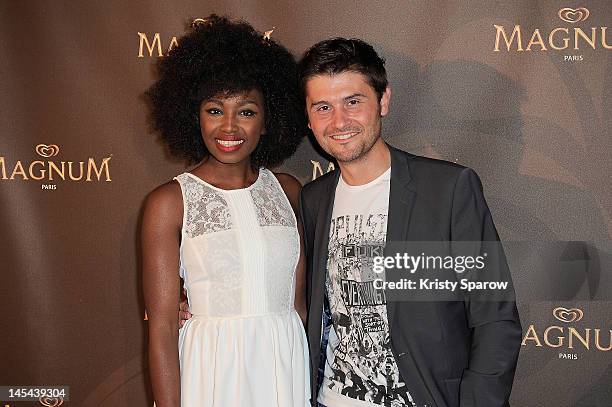 Inna Modja and Christophe Beaugrand attend the Magnum Cafe opening on May 29, 2012 in Paris, France.