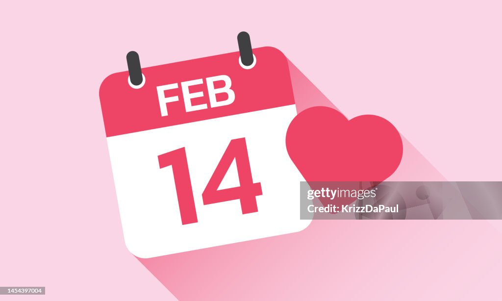 Valentines Day February 14 Calendar Icon HighRes Vector Graphic