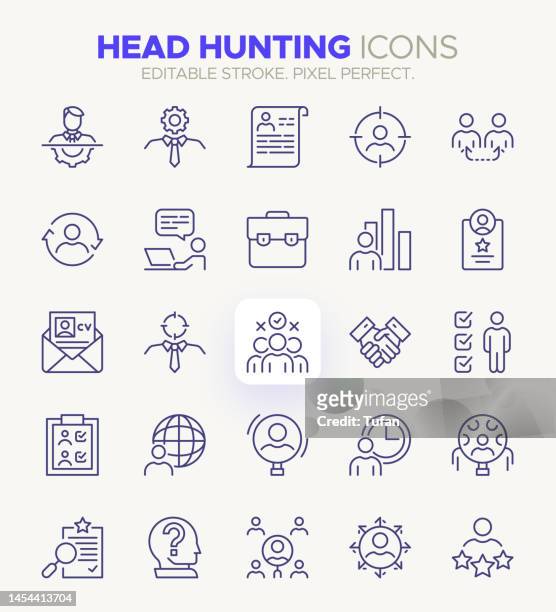 human resources icons - interview, lebenslauf, head hunting und jobangebotssymbole - interview icon stock-grafiken, -clipart, -cartoons und -symbole