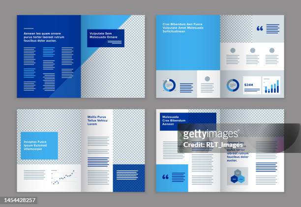 brochure design template with abstract geometric graphics — avery system, ipsumco series - annual report layout stock illustrations