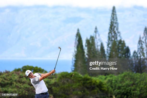 Kyoung-Hoon Lee of South Korea plays a second shot on the third hole during the first round of the Sentry Tournament of Champions at Plantation...