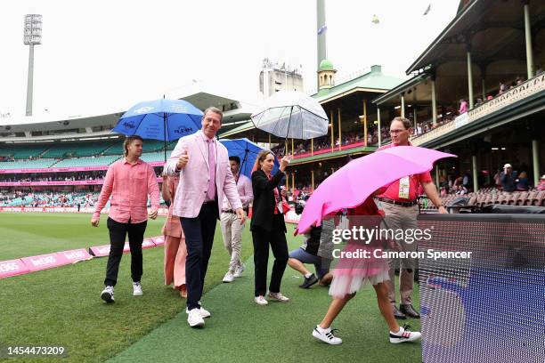 Former Australian cricketer Glenn McGrath attends the Jane McGrath Day during day three of the Second Test match in the series between Australia and...