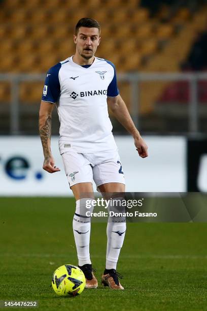 Sergej Milinković-Savić of SS Lazio during the Serie A match between US Lecce and SS Lazio at Stadio Via del Mare on January 04, 2023 in Lecce, Italy.