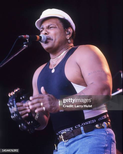 Aaron Neville and the Neville Brothers perform at the Monterey Blues Festival on Circa January 01, 1986.