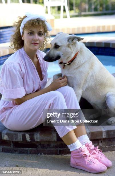 English actress and TV host Emma Samms poses for a portrait, Los Angeles, California, circa 1986.