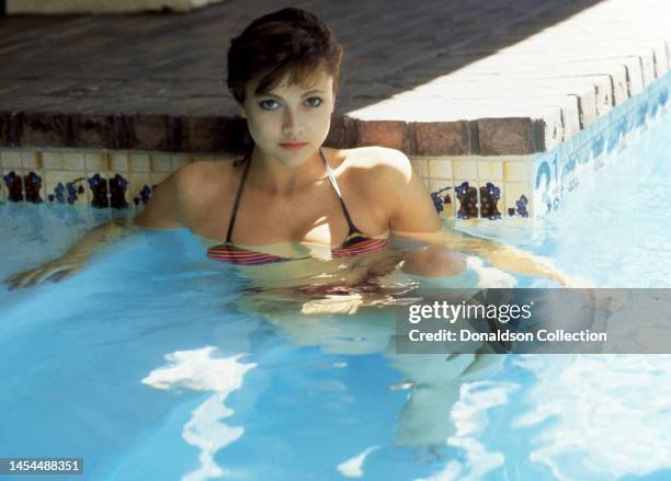 English actress and TV host Emma Samms poses for a portrait, Los Angeles, California, circa 1984.