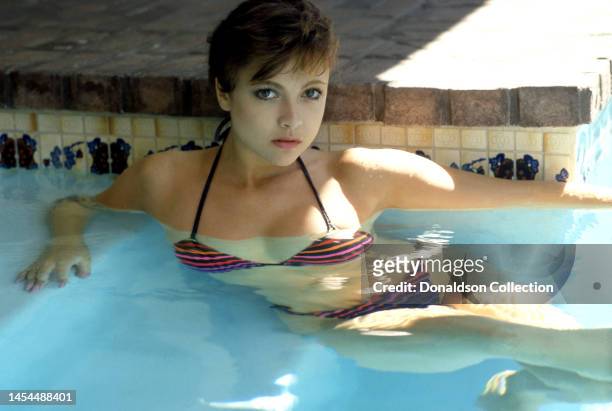 English actress and TV host Emma Samms poses for a portrait, Los Angeles, California, circa 1984.