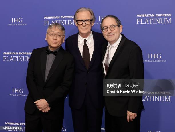 Kazuo Ishiguro, Bill Nighy and Michael Barker, Co-President & Co-Founder, Sony Classic Pictures, attend the 2023 Palm Springs International Film...