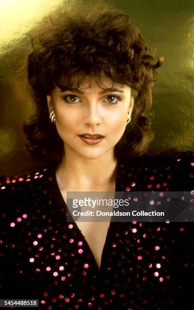 English actress and TV host Emma Samms poses for a portrait, Los Angeles, California, circa 1982.