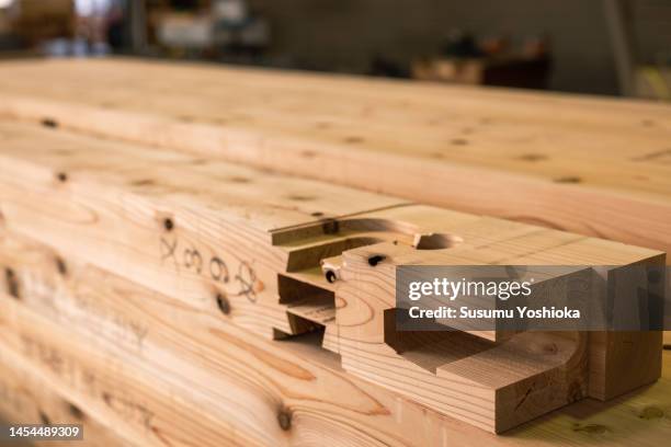 mortise and tenoned lumber. - cryptomeria japonica stock pictures, royalty-free photos & images