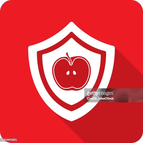 shield apple cut in half icon silhouette - half and half concept stock illustrations