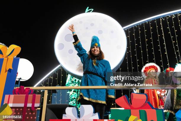 Participant attends the Three Kings Parade in Madrid on January 05, 2023 in Madrid, Spain.